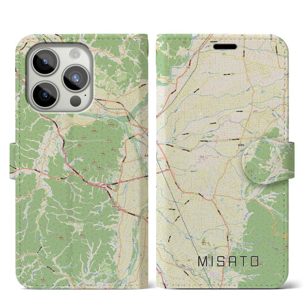【美郷（秋田県）】地図柄iPhoneケース（手帳タイプ）