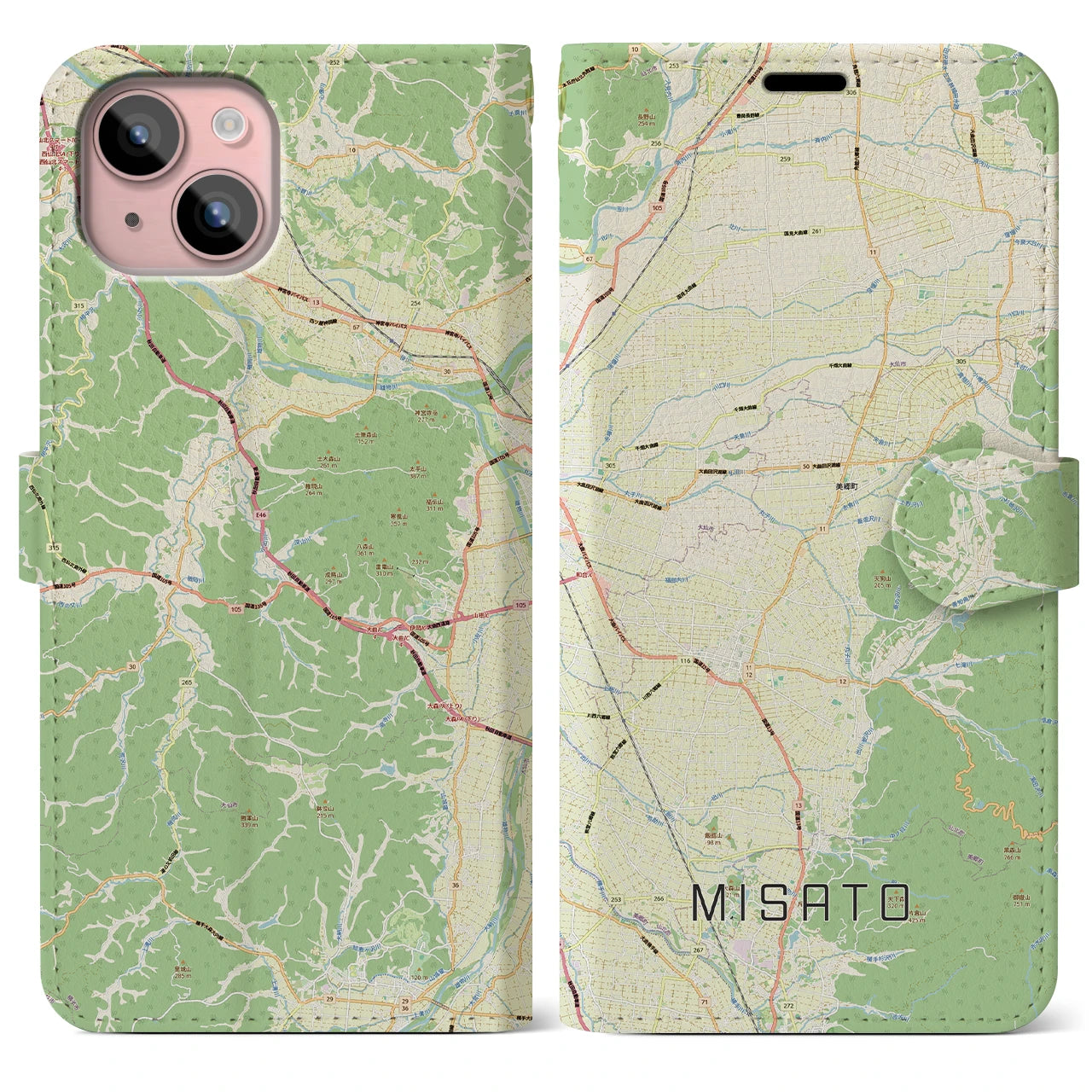 【美郷（秋田県）】地図柄iPhoneケース（手帳タイプ）
