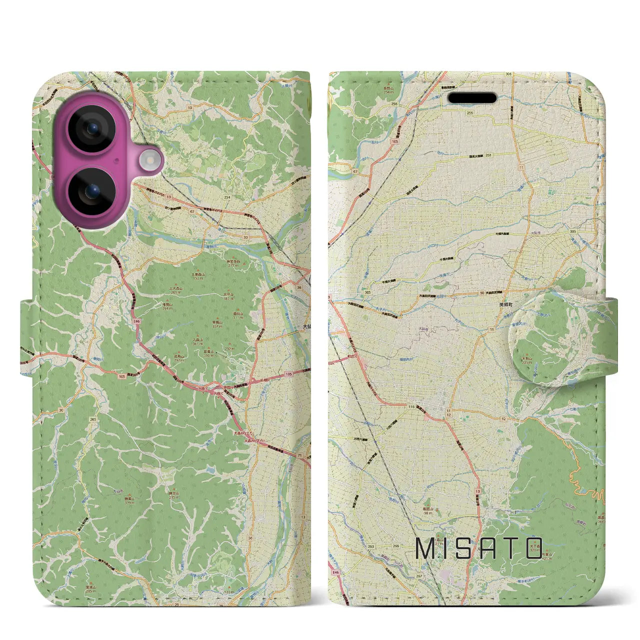 【美郷（秋田県）】地図柄iPhoneケース（手帳タイプ）