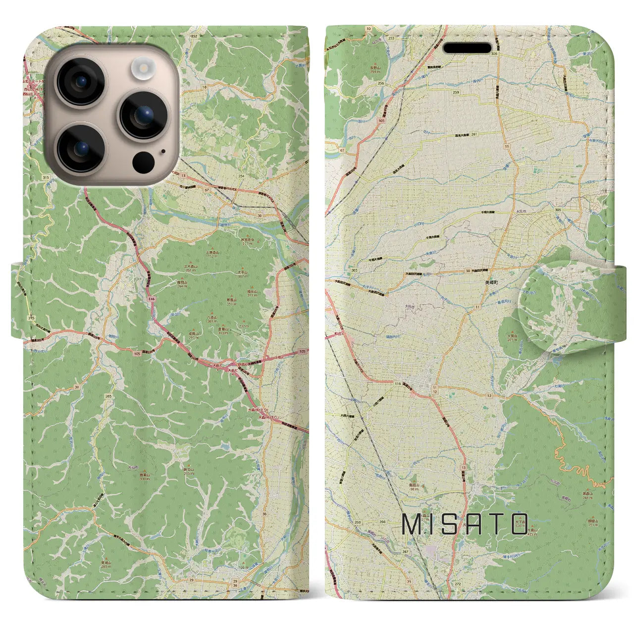 【美郷（秋田県）】地図柄iPhoneケース（手帳タイプ）