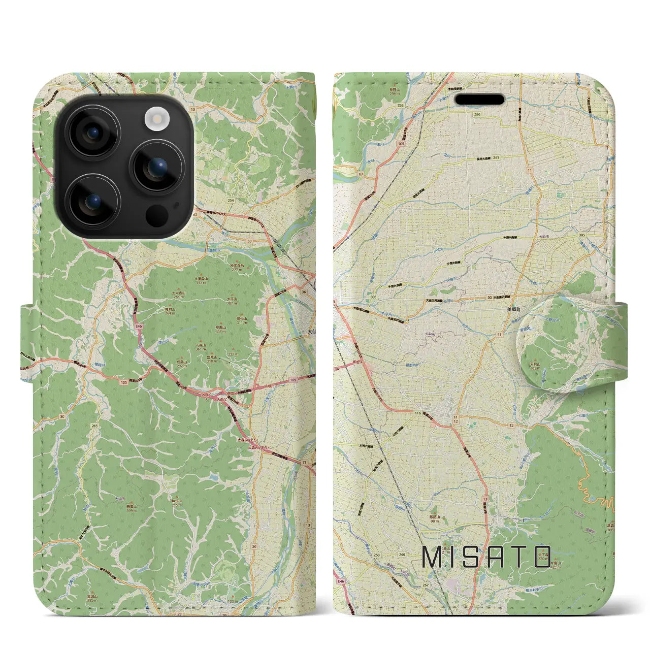 【美郷（秋田県）】地図柄iPhoneケース（手帳タイプ）