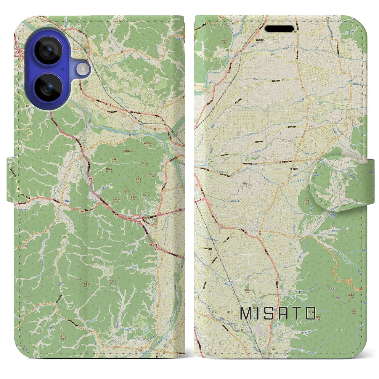 【美郷（秋田県）】地図柄iPhoneケース（手帳タイプ）
