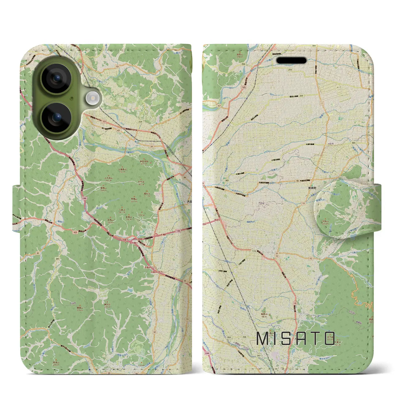 【美郷（秋田県）】地図柄iPhoneケース（手帳タイプ）