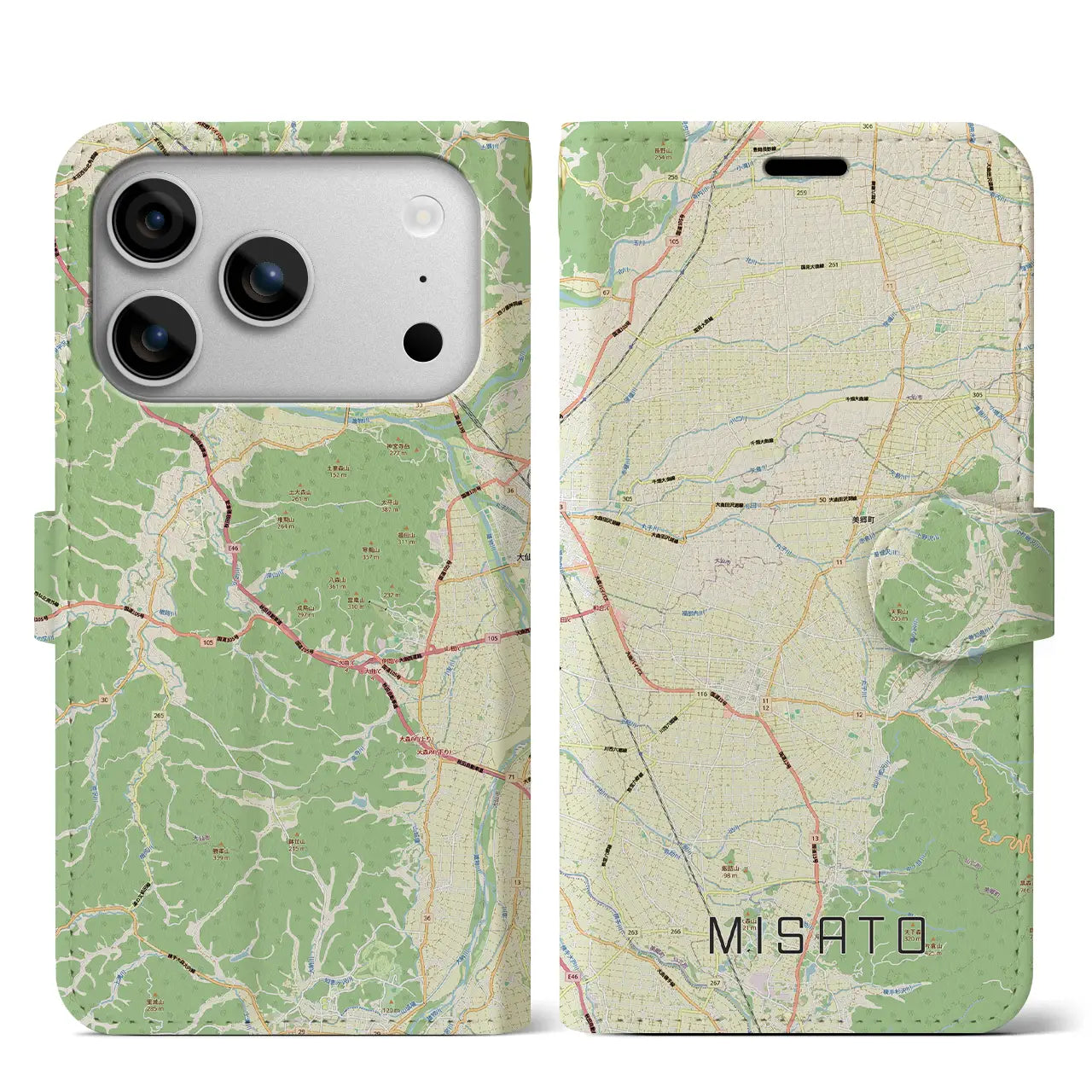 【美郷（秋田県）】地図柄iPhoneケース（手帳タイプ）