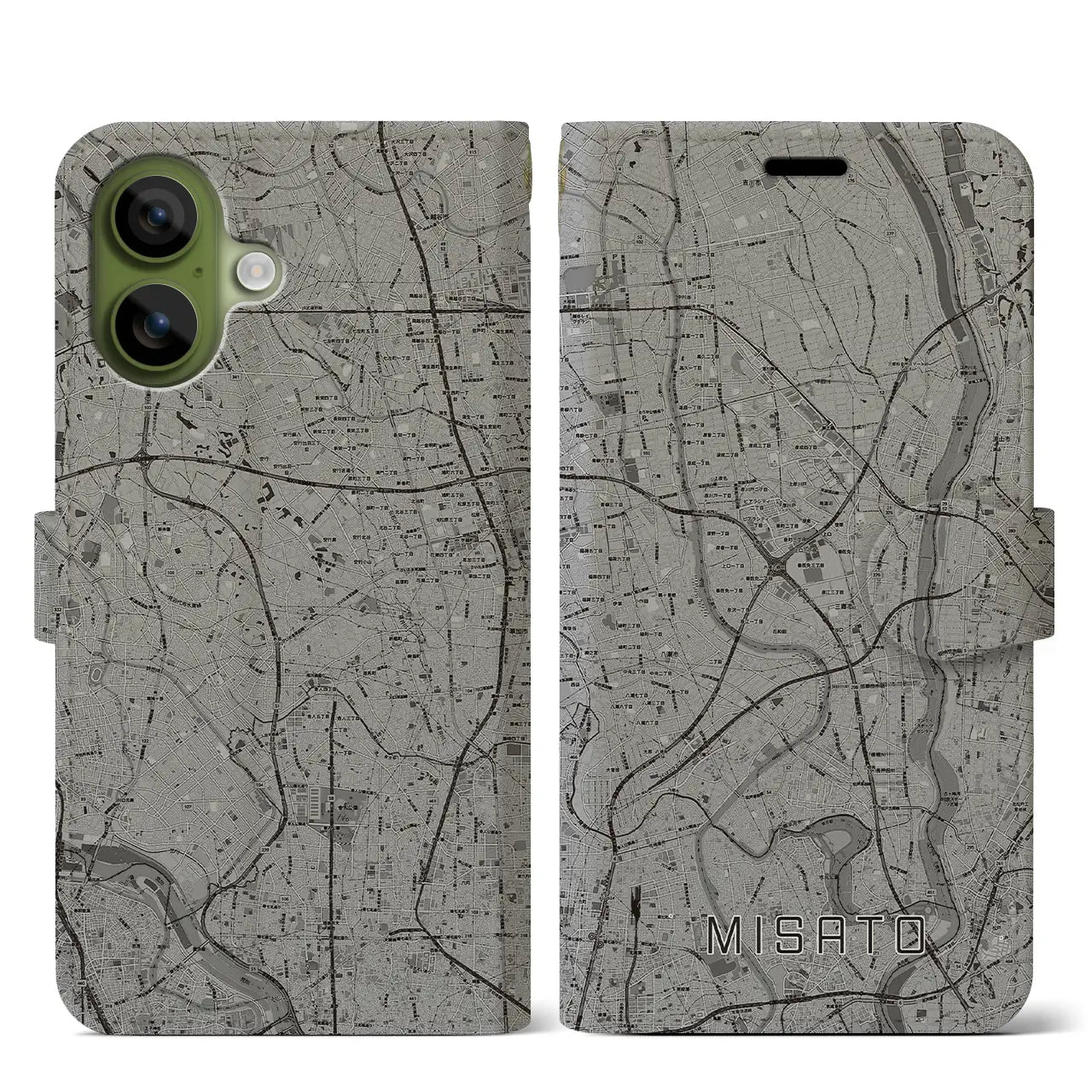 【三郷（埼玉県）】地図柄iPhoneケース（手帳タイプ）