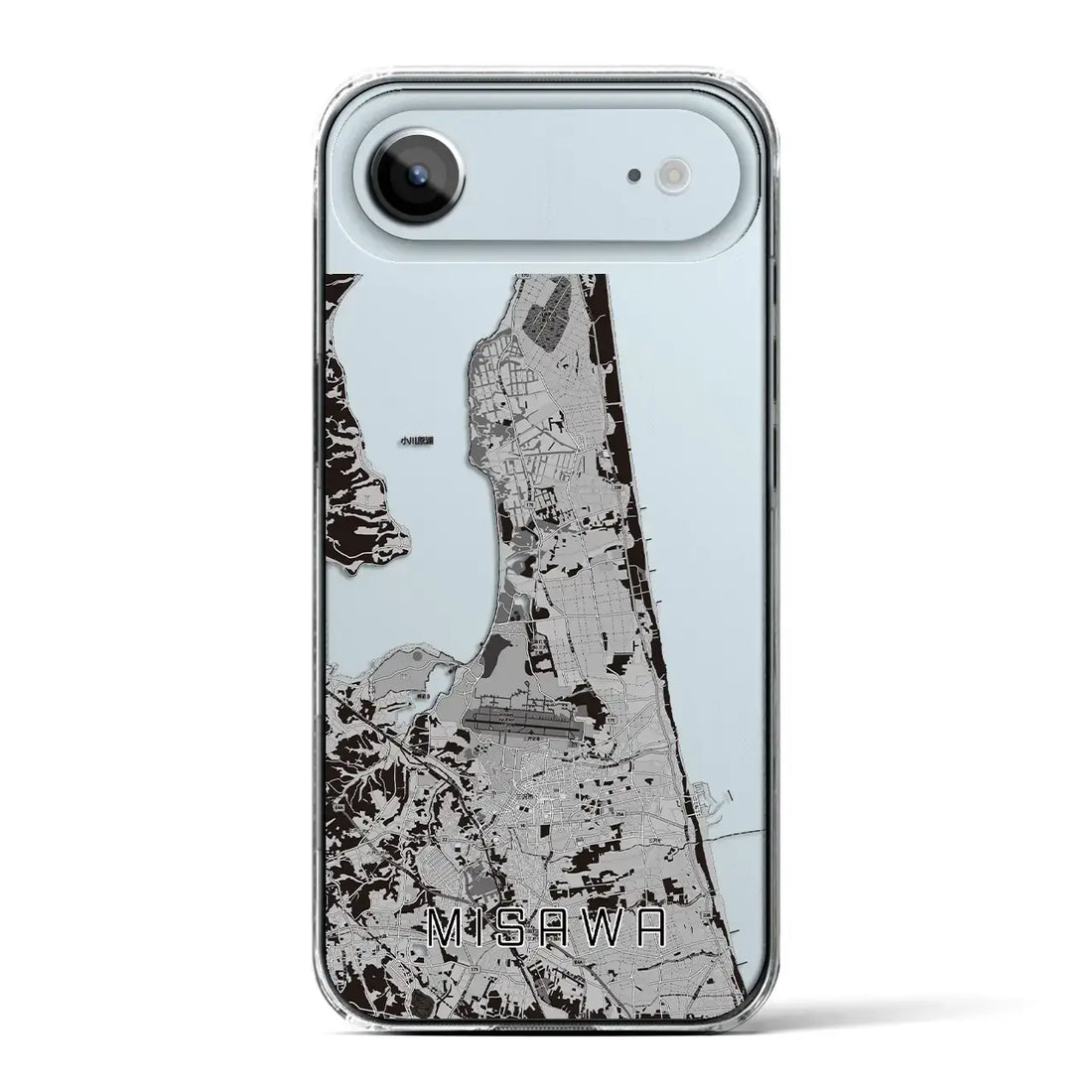 【三沢（青森県）】地図柄iPhoneケース（クリアタイプ）モノトーン・iPhone 17 Pro Max 用