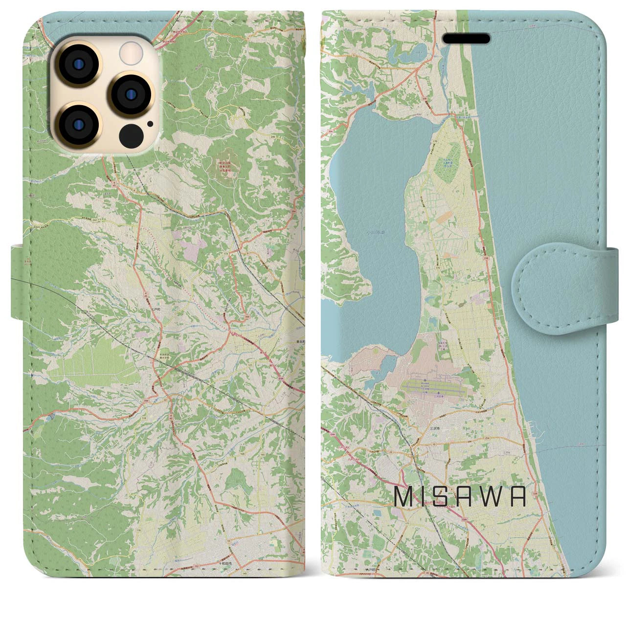 【三沢（青森県）】地図柄iPhoneケース（手帳タイプ）