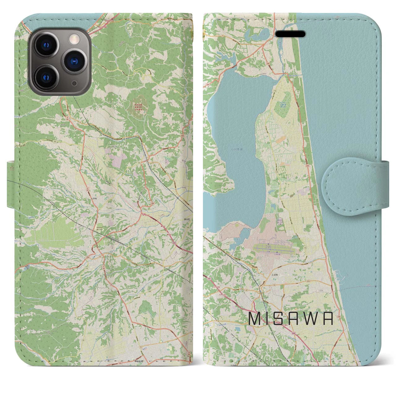 【三沢（青森県）】地図柄iPhoneケース（手帳タイプ）