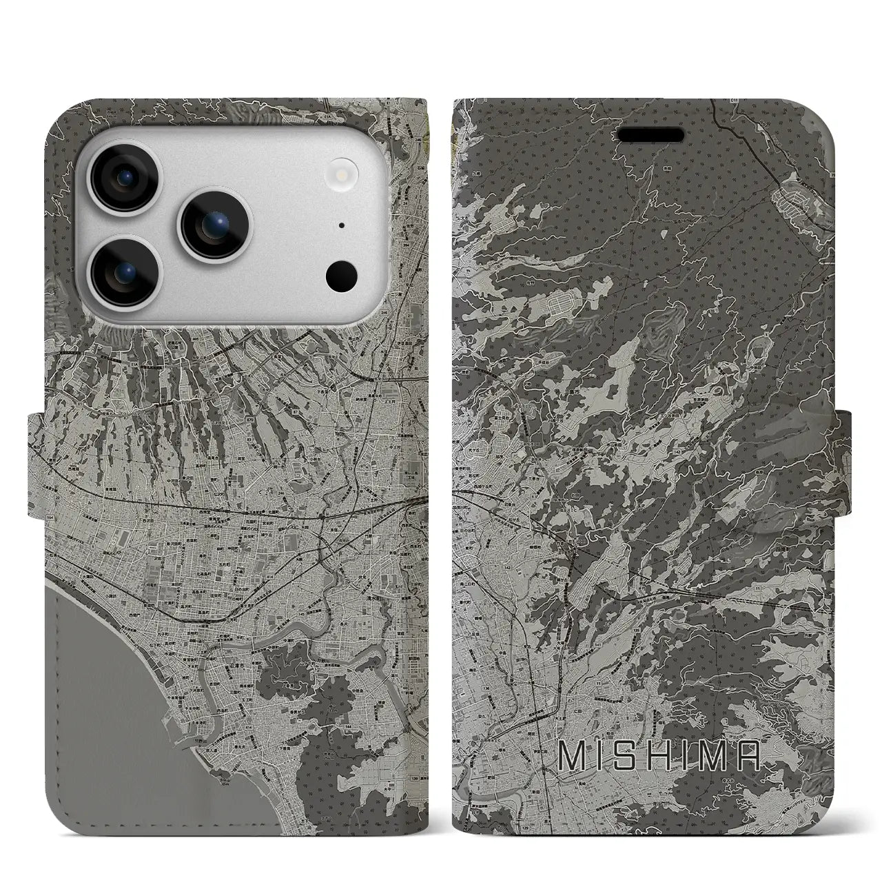 【三島（静岡県）】地図柄iPhoneケース（手帳タイプ）