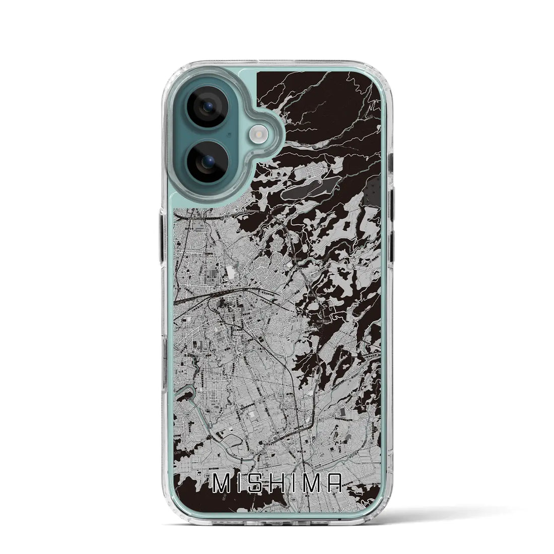 【三島(静岡県)】地図柄iPhoneケース(MagSafeタイプ)モノトーン・iPhone 16 Pro 用