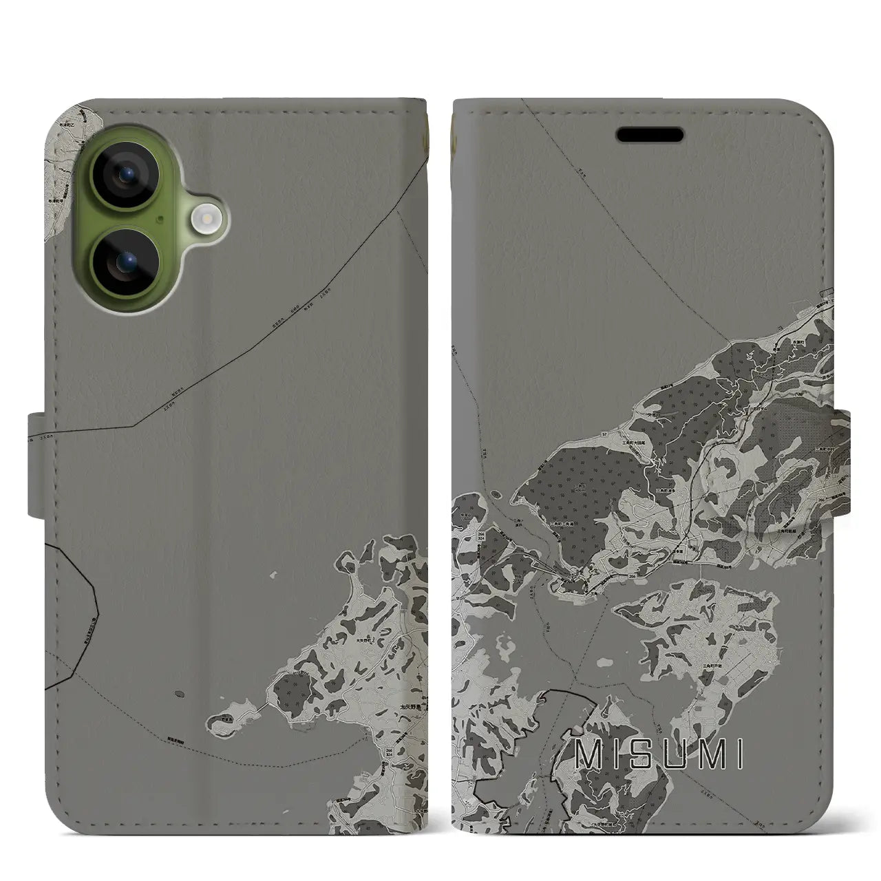 【三角（熊本県）】地図柄iPhoneケース（手帳タイプ）