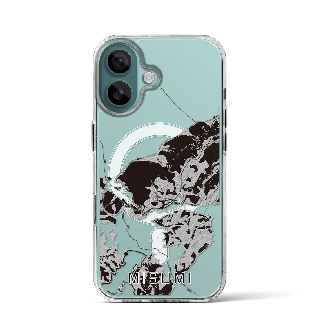 【三角（熊本県）】地図柄iPhoneケース（MagSafeタイプ）モノトーン・iPhone 16 Pro 用