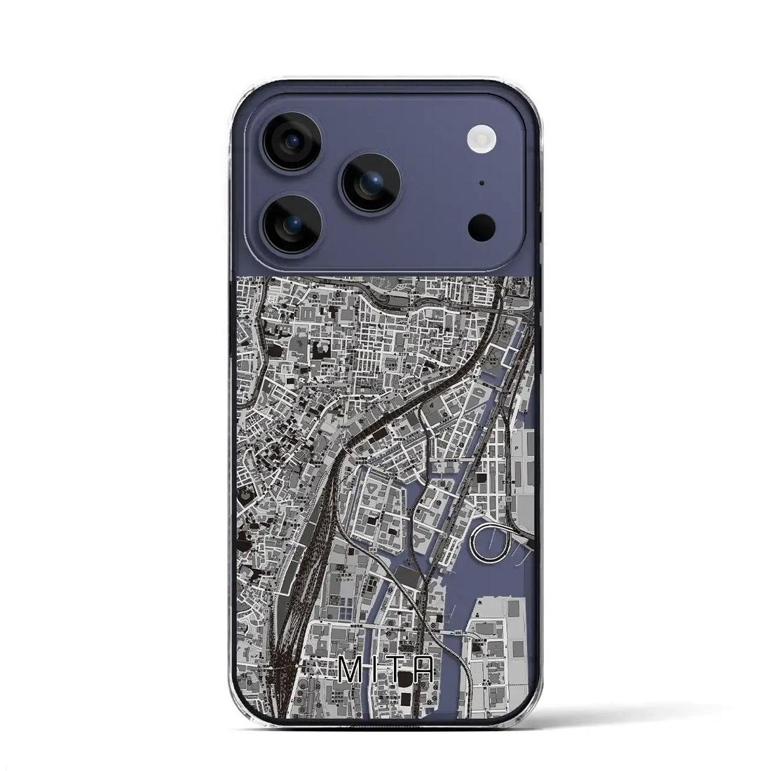 【三田（東京都）】地図柄iPhoneケース（クリアタイプ）モノトーン・iPhone 17 Pro Max 用