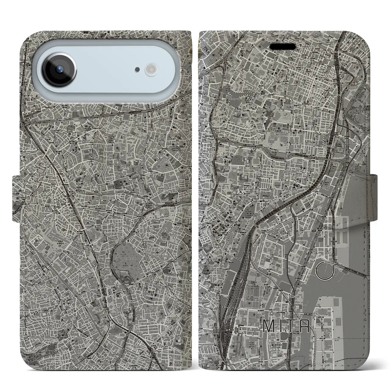 【三田（東京都）】地図柄iPhoneケース（手帳タイプ）