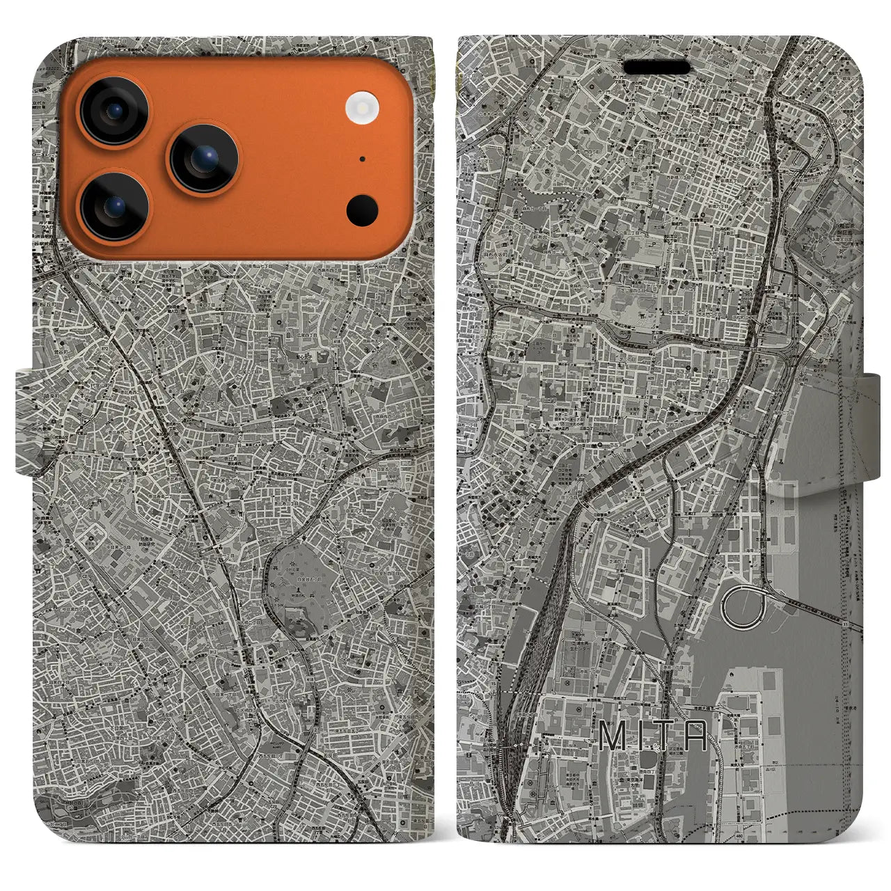 【三田（東京都）】地図柄iPhoneケース（手帳タイプ）