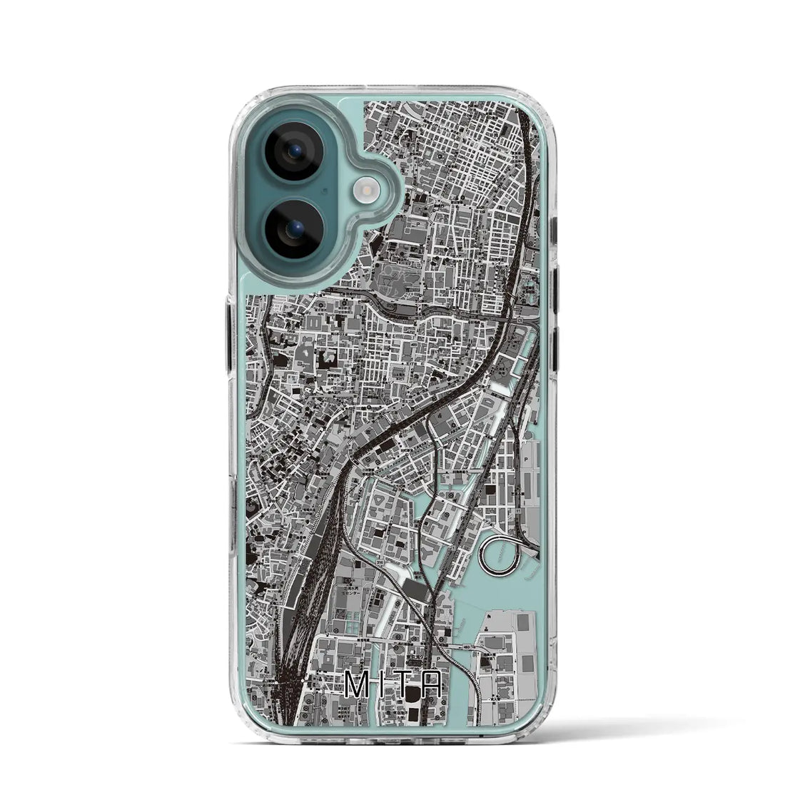 【三田（東京都）】地図柄iPhoneケース（MagSafeタイプ）モノトーン・iPhone 16 Pro 用