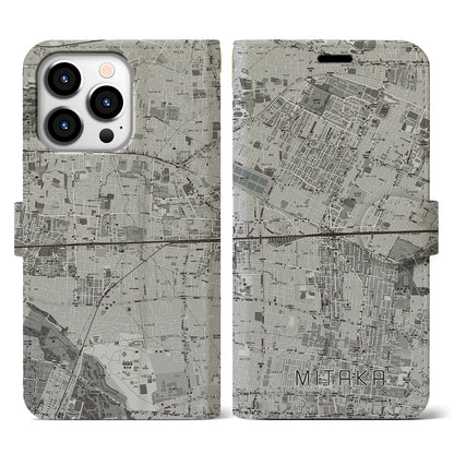 【三鷹（東京都）】地図柄iPhoneケース（手帳タイプ）モノトーン・iPhone 13 Pro 用