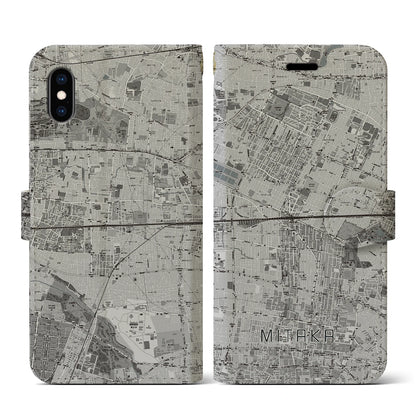 【三鷹（東京都）】地図柄iPhoneケース（手帳タイプ）モノトーン・iPhone XS / X 用