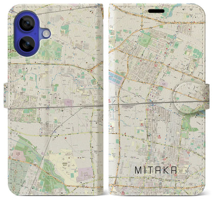 【三鷹（東京都）】地図柄iPhoneケース（手帳タイプ）ナチュラル・iPhone 16 Pro Max 用