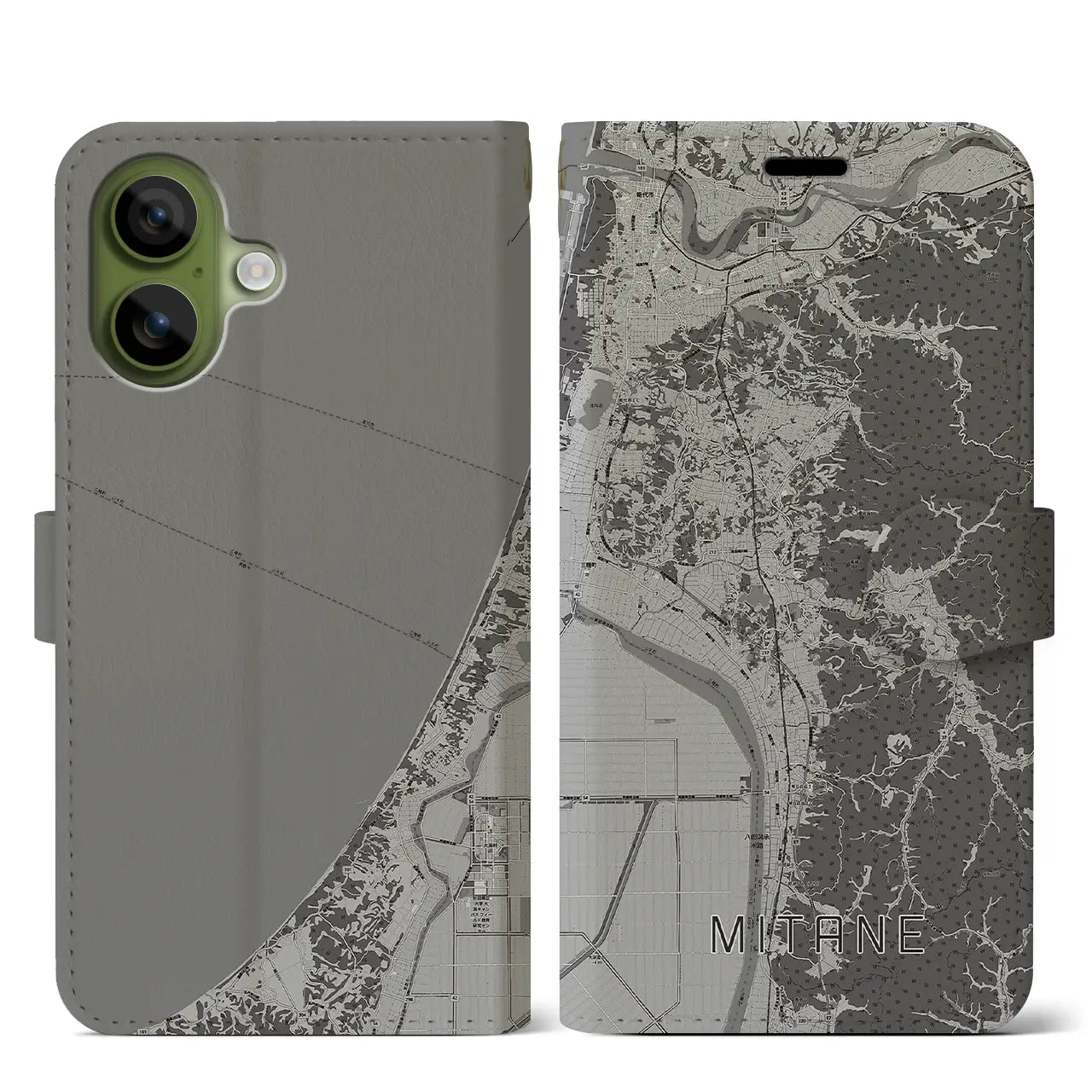 【三種（秋田県）】地図柄iPhoneケース（手帳タイプ）