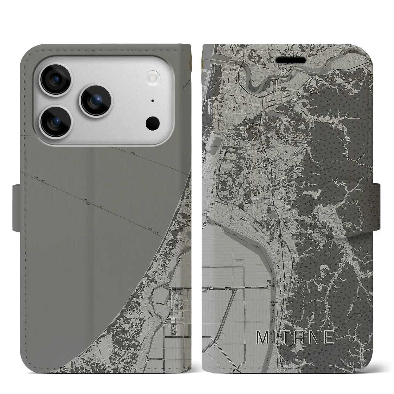 【三種（秋田県）】地図柄iPhoneケース（手帳タイプ）