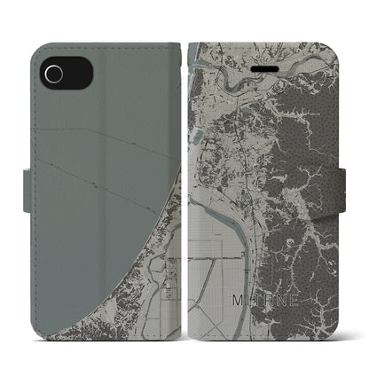 【三種（秋田県）】地図柄iPhoneケース（手帳タイプ）モノトーン・iPhone SE（第3 / 第2世代） / 8 / 7 / 6s / 6 用