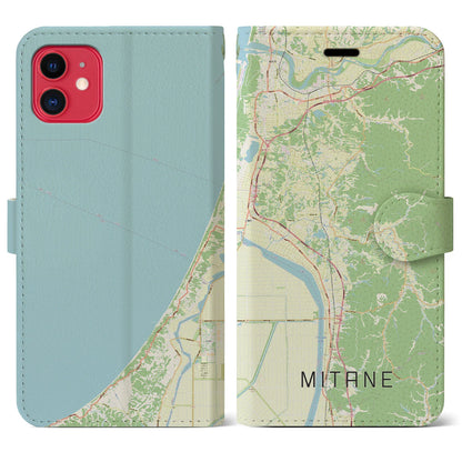 【三種（秋田県）】地図柄iPhoneケース（手帳タイプ）ナチュラル・iPhone 11 用