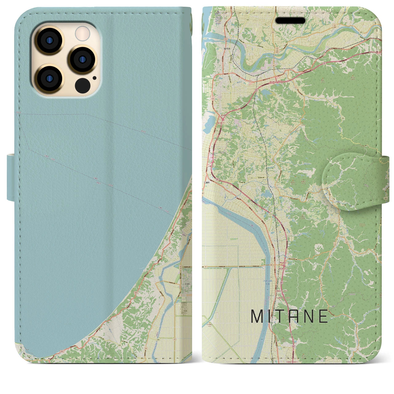 【三種（秋田県）】地図柄iPhoneケース（手帳タイプ）