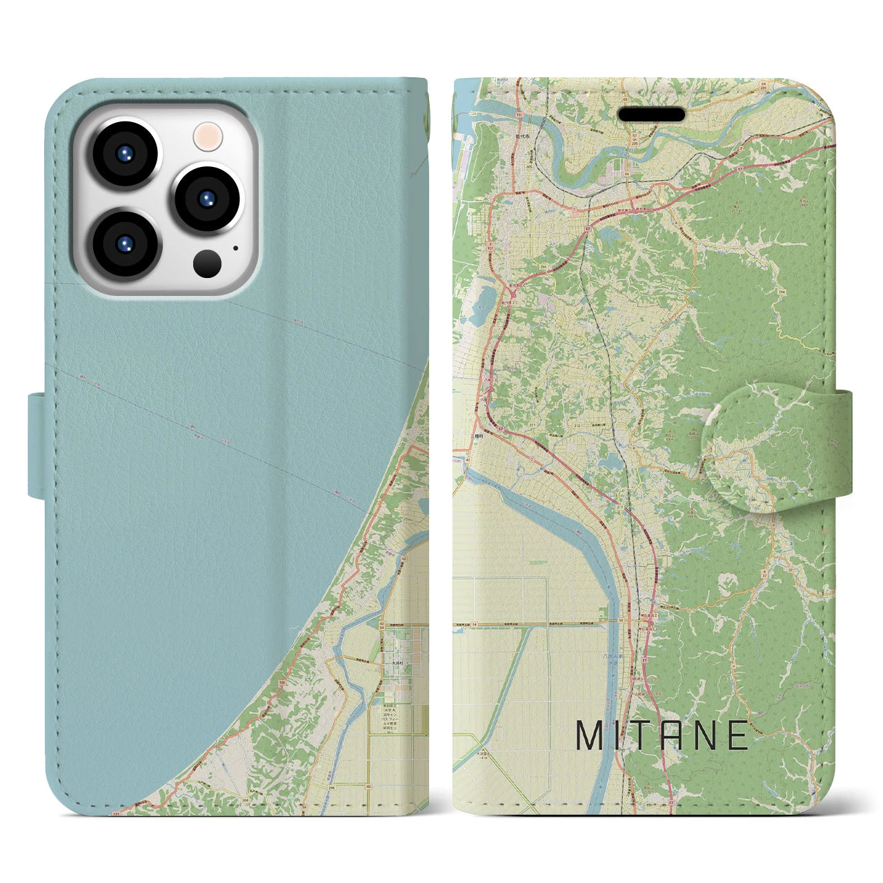 【三種（秋田県）】地図柄iPhoneケース（手帳タイプ）