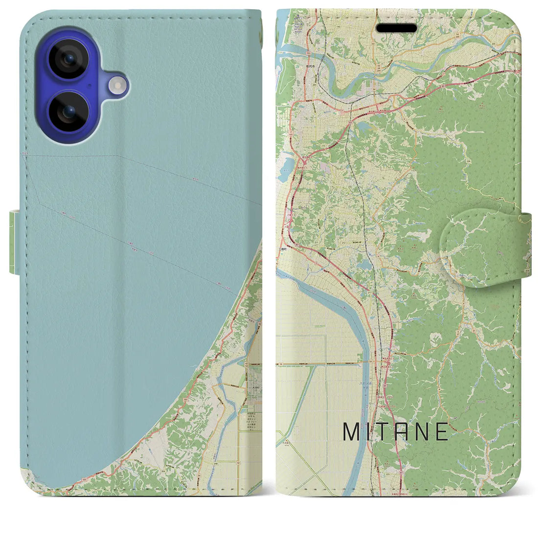 【三種(秋田県)】地図柄iPhoneケース(手帳タイプ)ナチュラル・iPhone 16 Pro Max 用