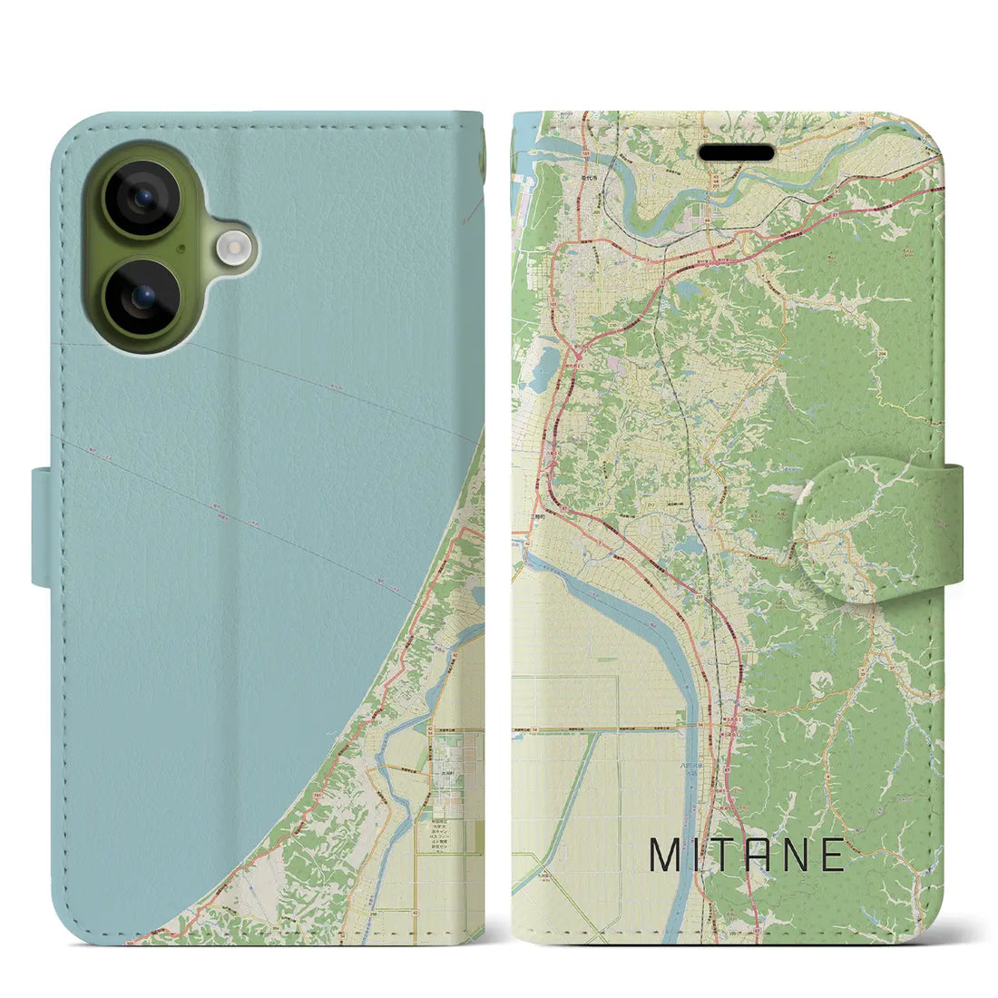 【三種（秋田県）】地図柄iPhoneケース（手帳タイプ）ナチュラル・iPhone 17 Pro Max 用