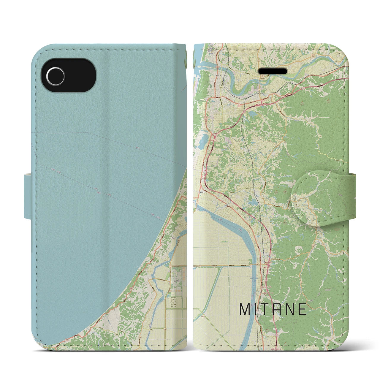 【三種（秋田県）】地図柄iPhoneケース（手帳タイプ）