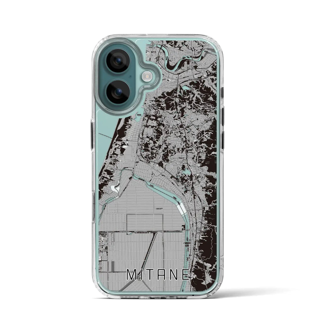 【三種(秋田県)】地図柄iPhoneケース(MagSafeタイプ)モノトーン・iPhone 16 Pro 用