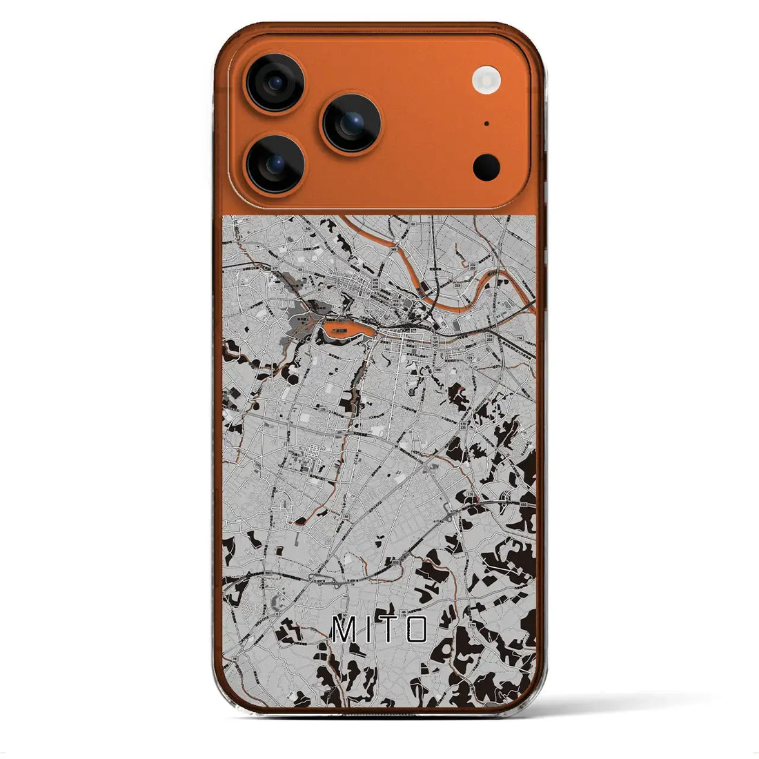 【水戸（茨城県）】地図柄iPhoneケース（クリアタイプ）モノトーン・iPhone 17 Pro Max 用