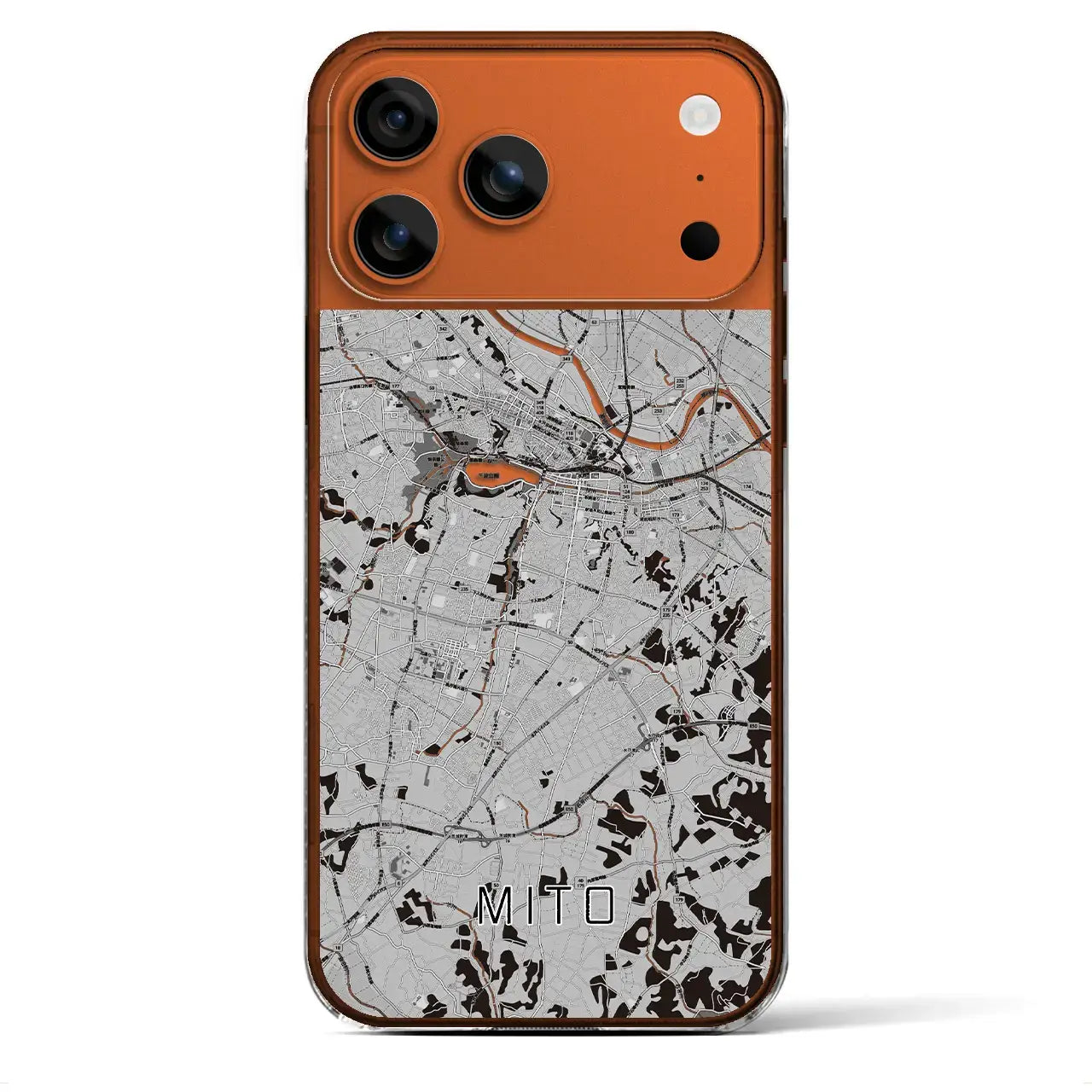 【水戸（茨城県）】地図柄iPhoneケース（クリアタイプ）モノトーン・iPhone 17 Pro Max 用
