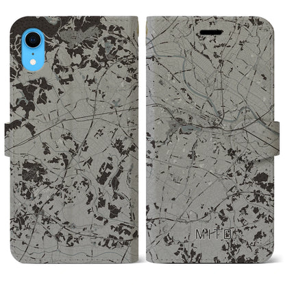 【水戸（茨城県）】地図柄iPhoneケース（手帳タイプ）モノトーン・iPhone XR 用