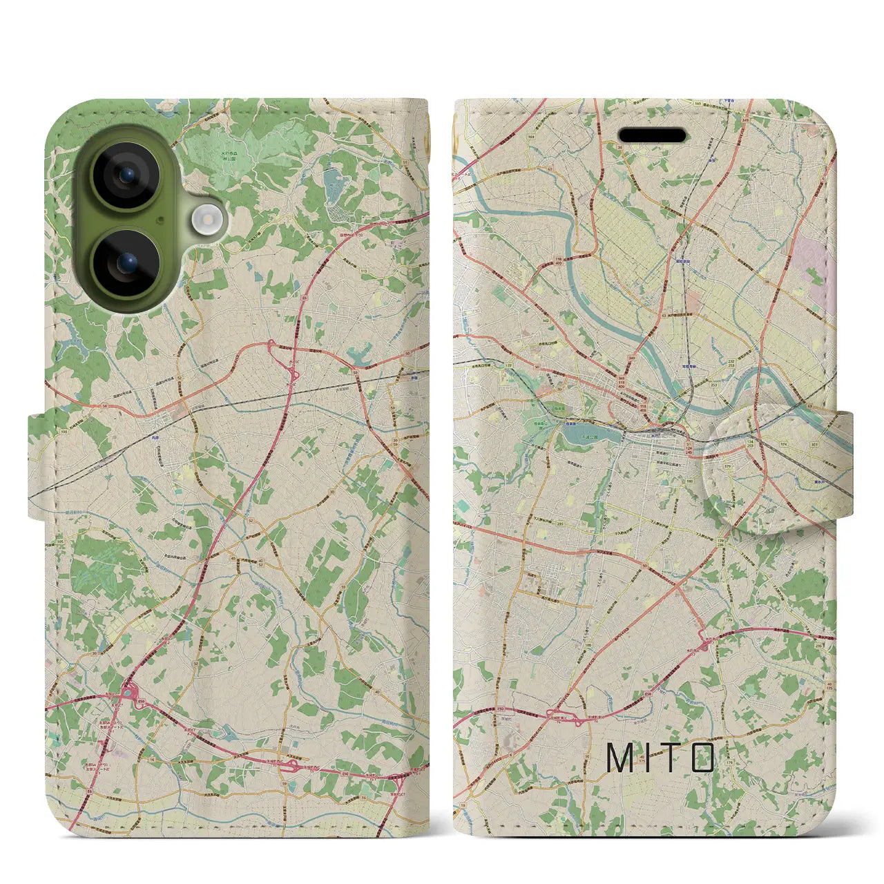 【水戸（茨城県）】地図柄iPhoneケース（手帳タイプ）