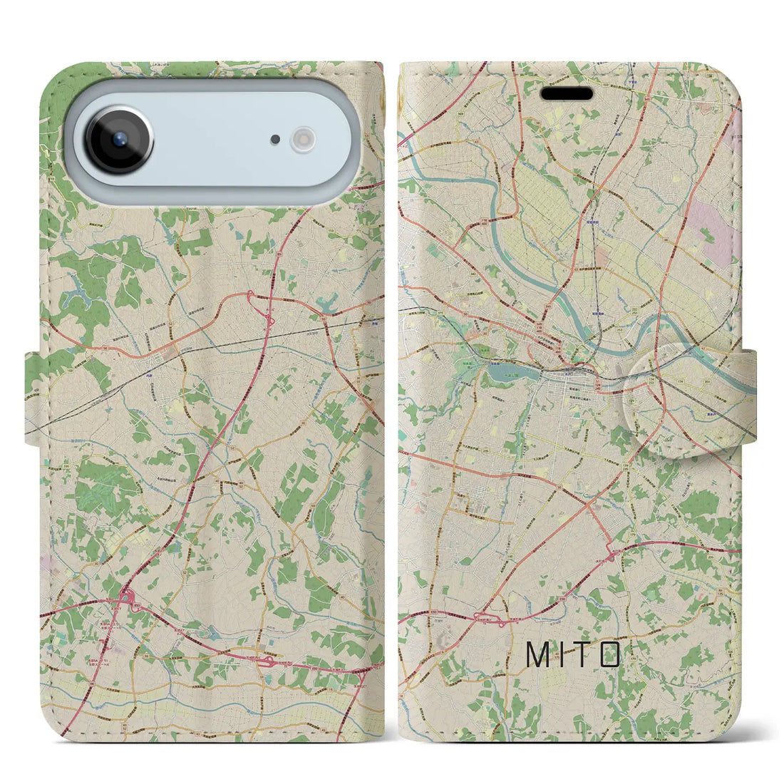 【水戸(茨城県)】地図柄iPhoneケース(手帳タイプ)モノトーン・iPhone 17 Pro Max 用