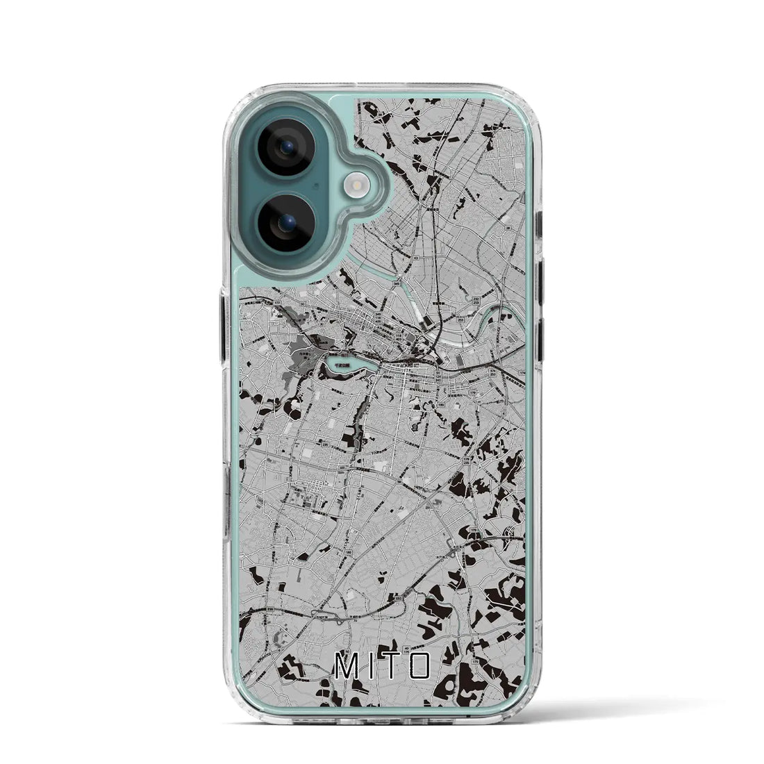 【水戸（茨城県）】地図柄iPhoneケース（MagSafeタイプ）モノトーン・iPhone 16 Pro 用