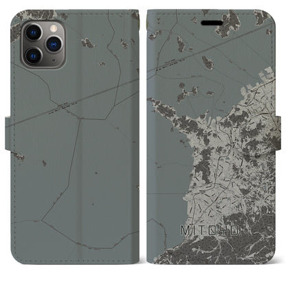 【三豊（香川県）】地図柄iPhoneケース（手帳タイプ）モノトーン・iPhone 11 Pro Max 用