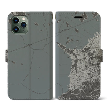 【三豊（香川県）】地図柄iPhoneケース（手帳タイプ）モノトーン・iPhone 11 Pro 用