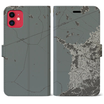 【三豊（香川県）】地図柄iPhoneケース（手帳タイプ）モノトーン・iPhone 11 用