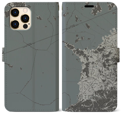 【三豊（香川県）】地図柄iPhoneケース（手帳タイプ）モノトーン・iPhone 12 Pro Max 用