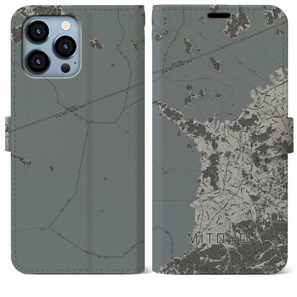 【三豊（香川県）】地図柄iPhoneケース（手帳タイプ）モノトーン・iPhone 13 Pro Max 用