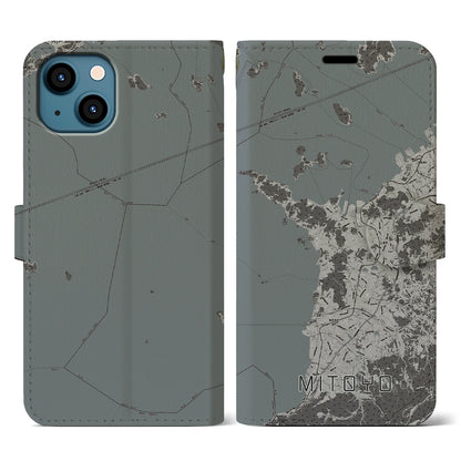 【三豊（香川県）】地図柄iPhoneケース（手帳タイプ）モノトーン・iPhone 13 用