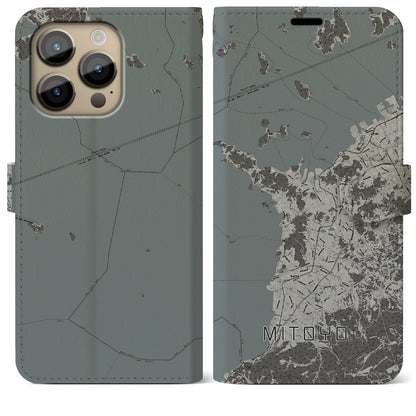 【三豊（香川県）】地図柄iPhoneケース（手帳タイプ）モノトーン・iPhone 14 Pro Max 用