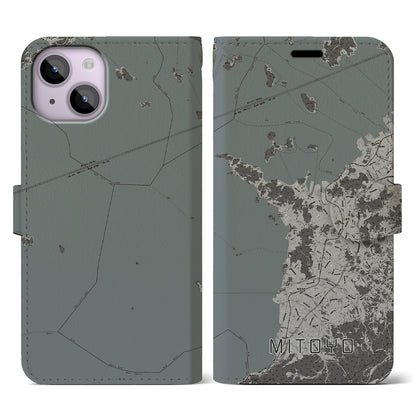 【三豊（香川県）】地図柄iPhoneケース（手帳タイプ）モノトーン・iPhone 14 用