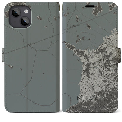 【三豊（香川県）】地図柄iPhoneケース（手帳タイプ）モノトーン・iPhone 14 Plus 用