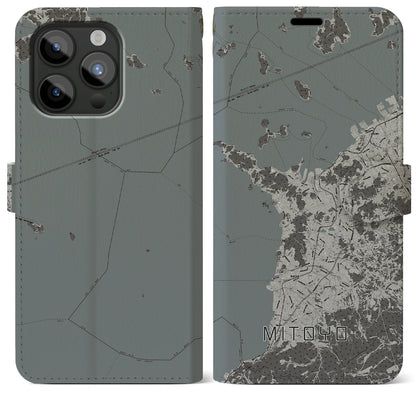 【三豊（香川県）】地図柄iPhoneケース（手帳タイプ）モノトーン・iPhone 15 Pro Max 用