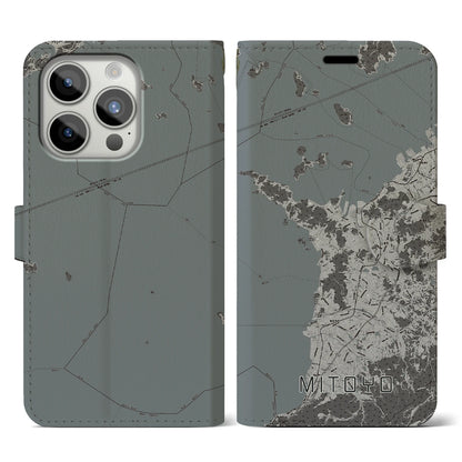 【三豊（香川県）】地図柄iPhoneケース（手帳タイプ）モノトーン・iPhone 15 Pro 用